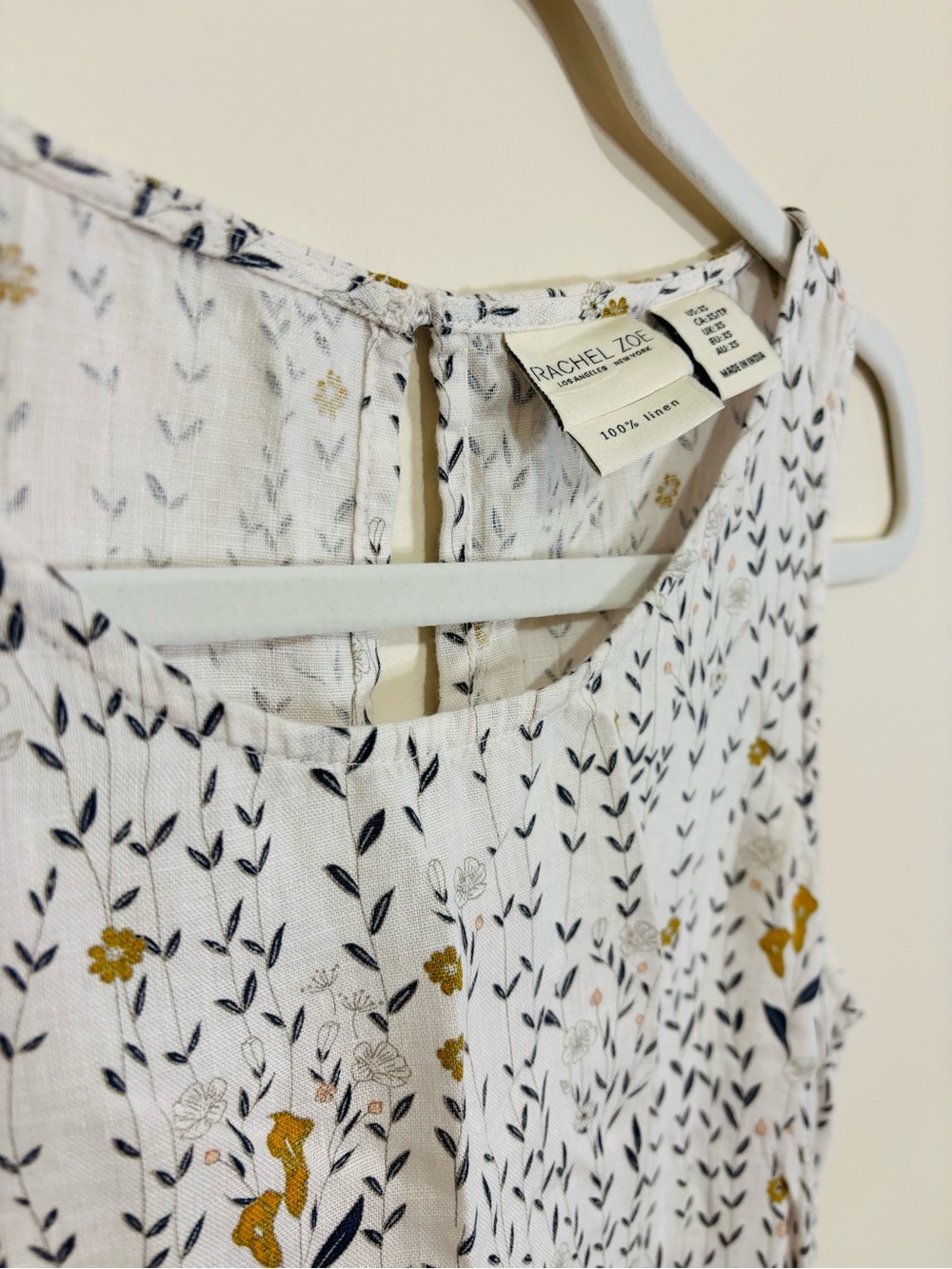 Rachel Zoe White A-Line Dress with Yellow & Navy Floral Print - Picture 4 of 4